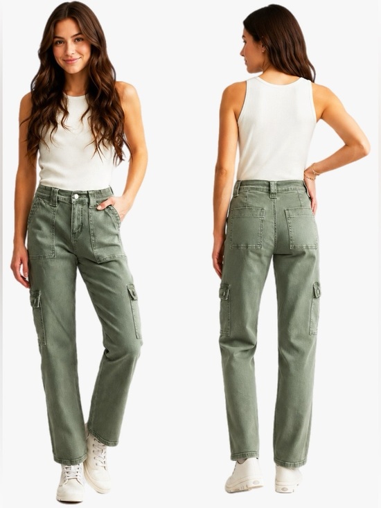 Vervet Denim - Vervet Olive Green Cargo Pants Size 28 High Rise Utility Straight Leg